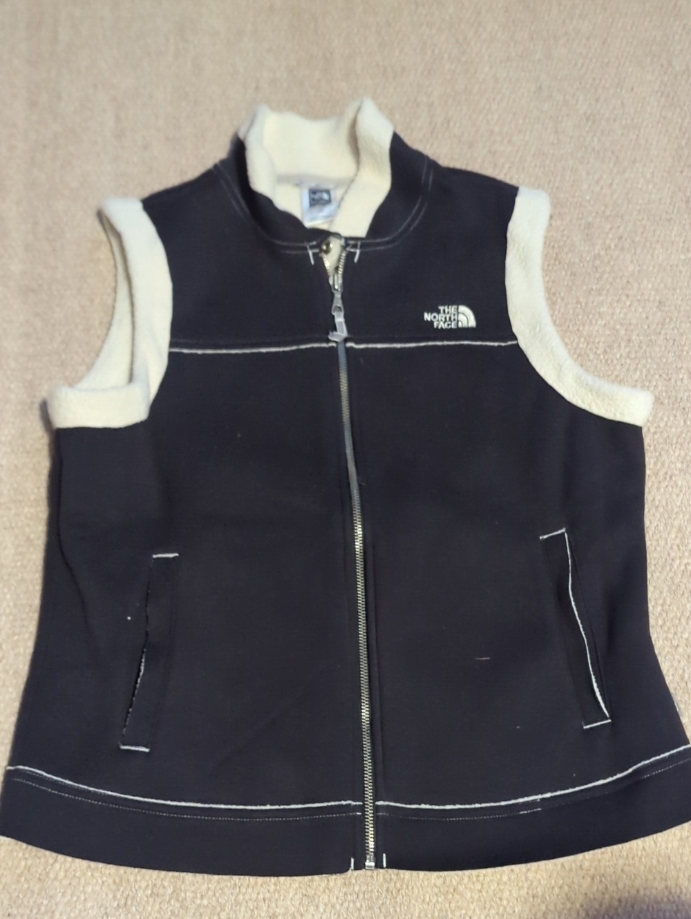 Women's The North Face Fleece Vest Size Large Black/Cream